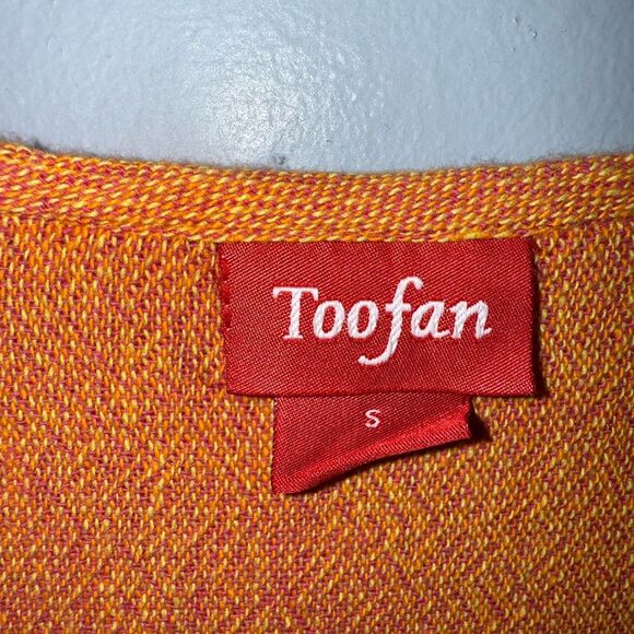 Toofan Artsy Lagenlook Cotton Orange Buttoned Layered Tunic Top Size Small EUC - Picture 5 of 9